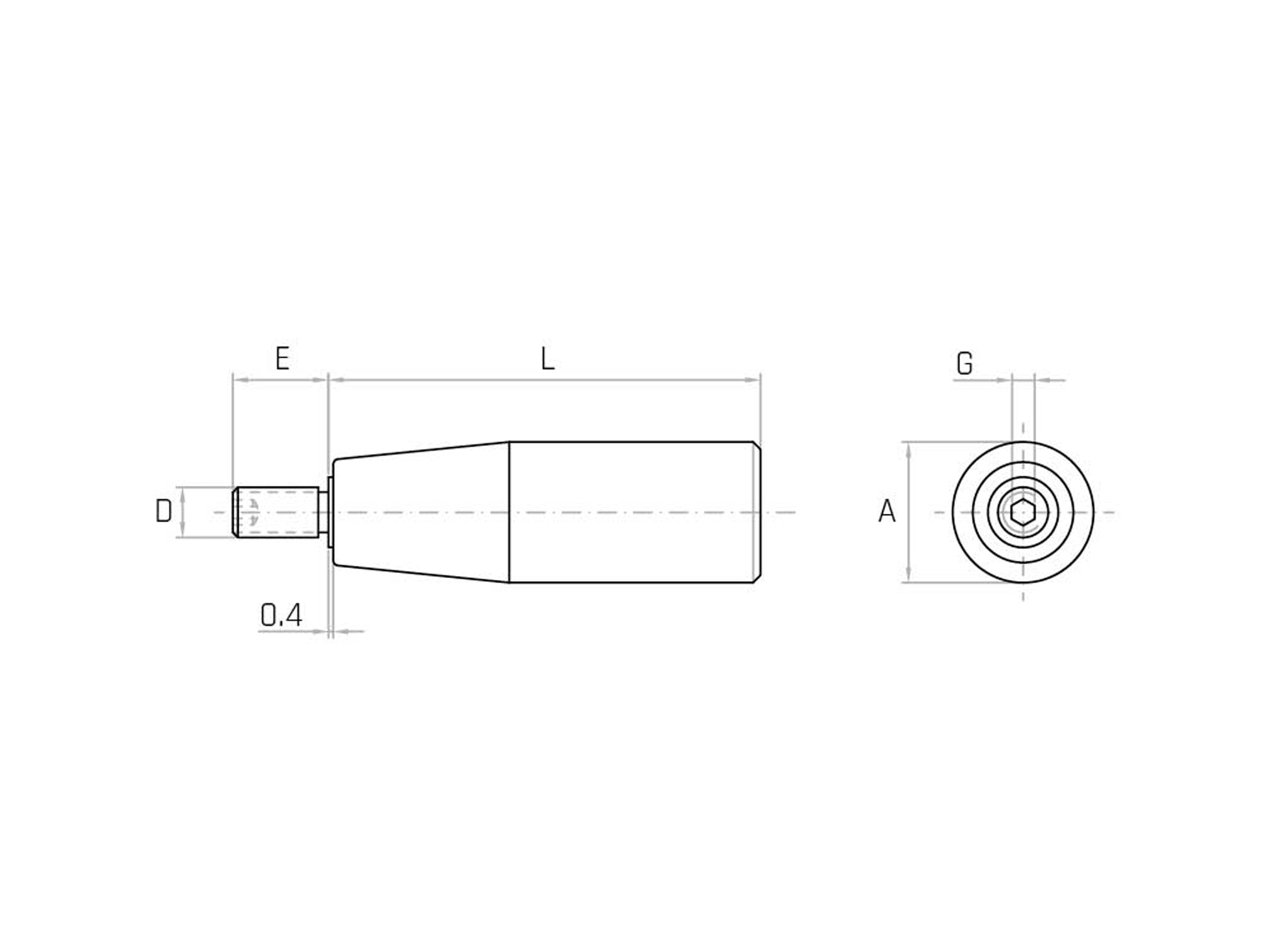 MEPX - Cylindrical knob with rotating stainless steel pin - Range MEPX - Cylindrical knob with rotating stainless steel pin - Range
